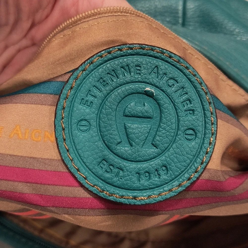 Etienne Aigner Leather Teal Handbag/shoulder bag, EUC 13